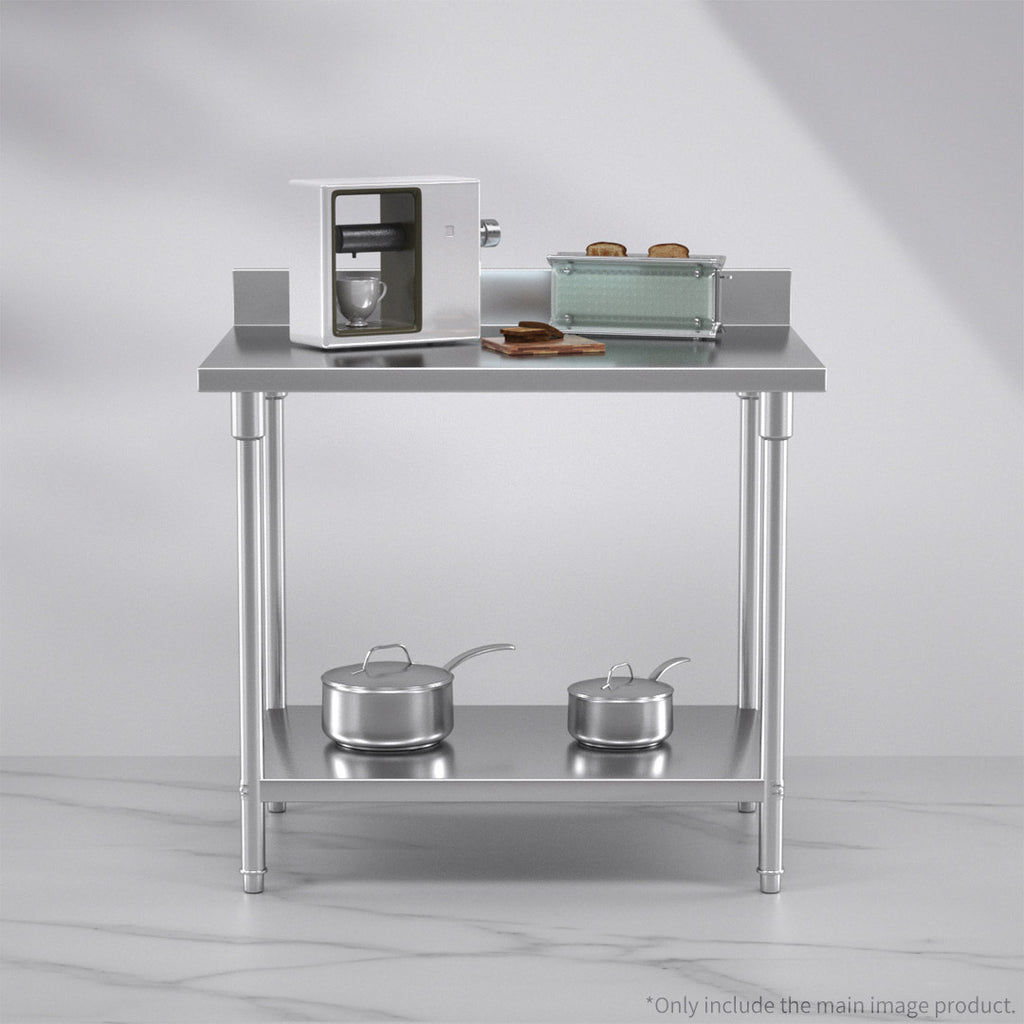 Commercial Kitchen Stainless Steel Bench Table with Back-splash 100*70*85cm