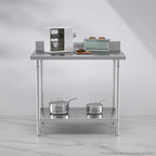 Commercial Kitchen Stainless Steel Bench Table with Back-splash 100*70*85cm