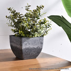 32cm Weathered Grey Square Resin Planter