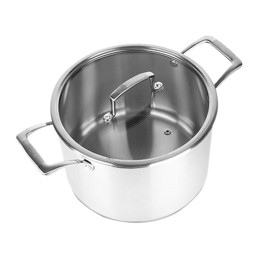 22cm Stainless Steel Soup Pot with Glass Lid