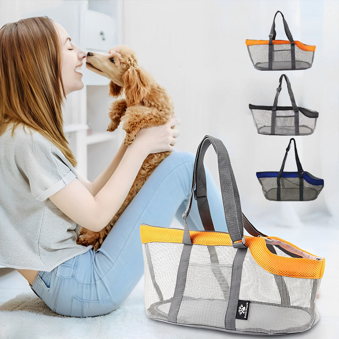 Waterproof Breathable Net Mesh Pet Carrier Bag Grey