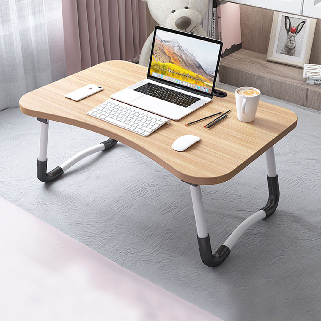 Walnut Foldable Study Bed Table Adjustable Portable Desk Stand with Notebook Holder