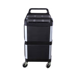 3 Tier Covered Utility Cart Black with Bins