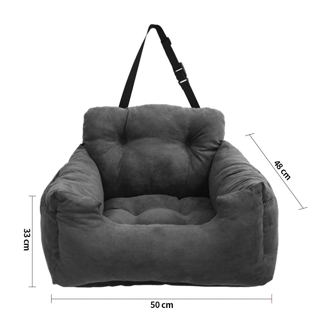Portable Soft Padded Car Seat Dog Carrier Bed Grey