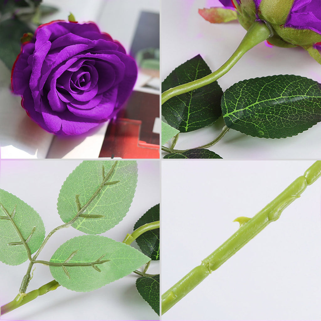 10pcs Artificial Silk Rose Purple