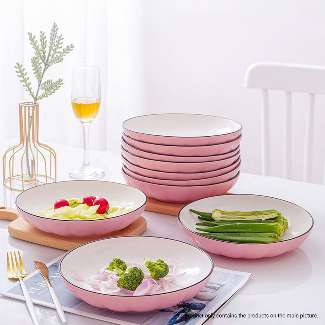 Pink Ceramic Dinnerware Set of 12
