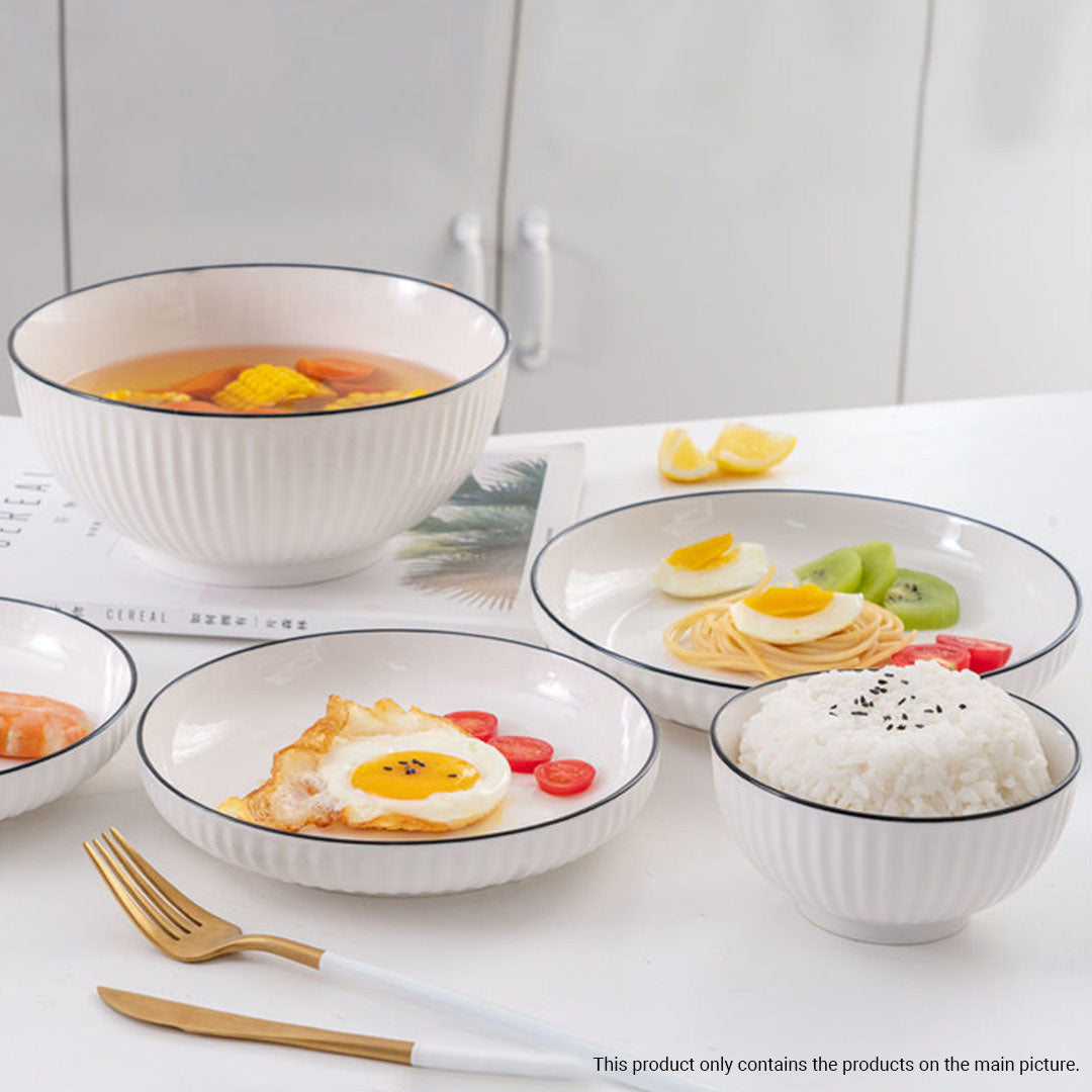 White Japanese Style Ceramic Dinnerware Set of 8