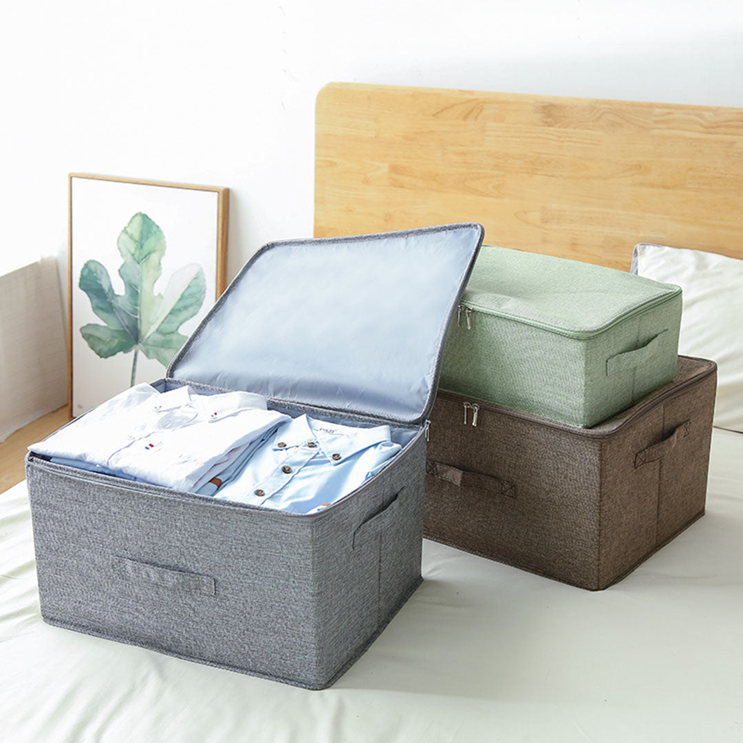 Grey Large Double Zipper Storage Box