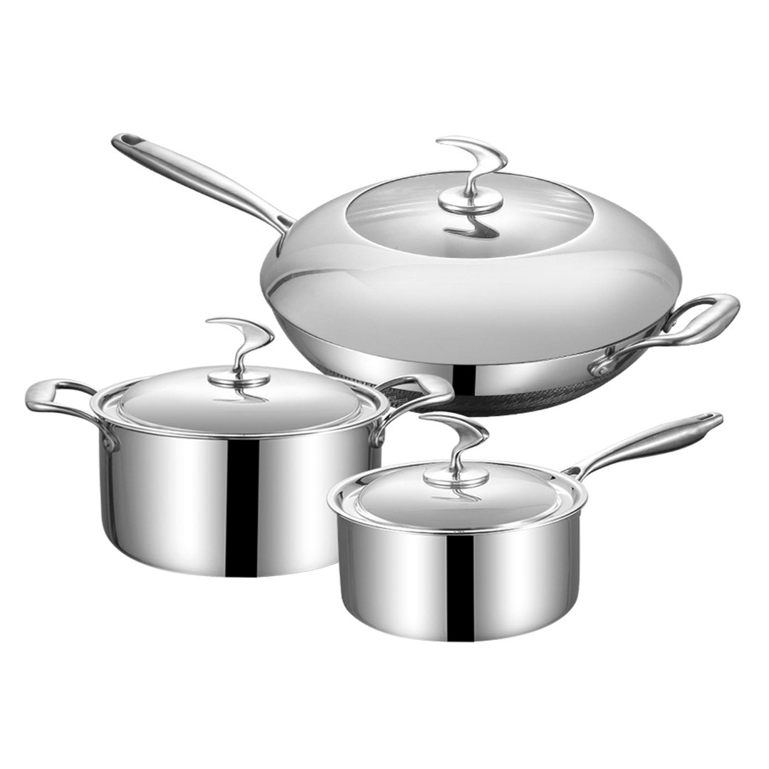 6 Piece Cookware Set Frying Pan, Milk, and Soup Pot with Lid