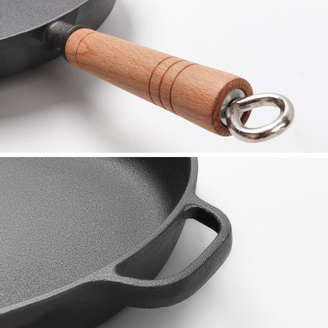 27cm Round Cast Iron Frying Pan Skillet with Helper Handle