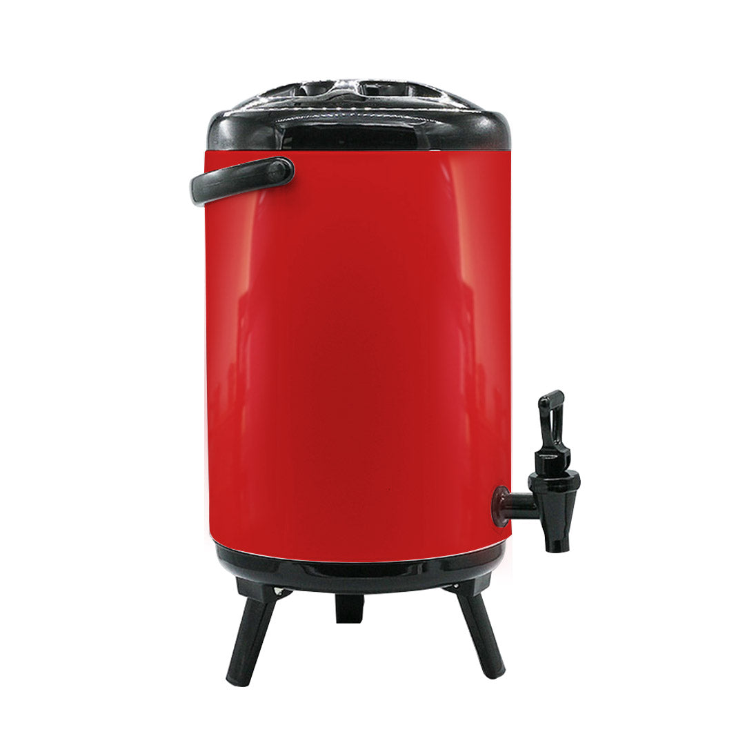 8L Stainless Steel Milk Tea Barrel with Faucet Red