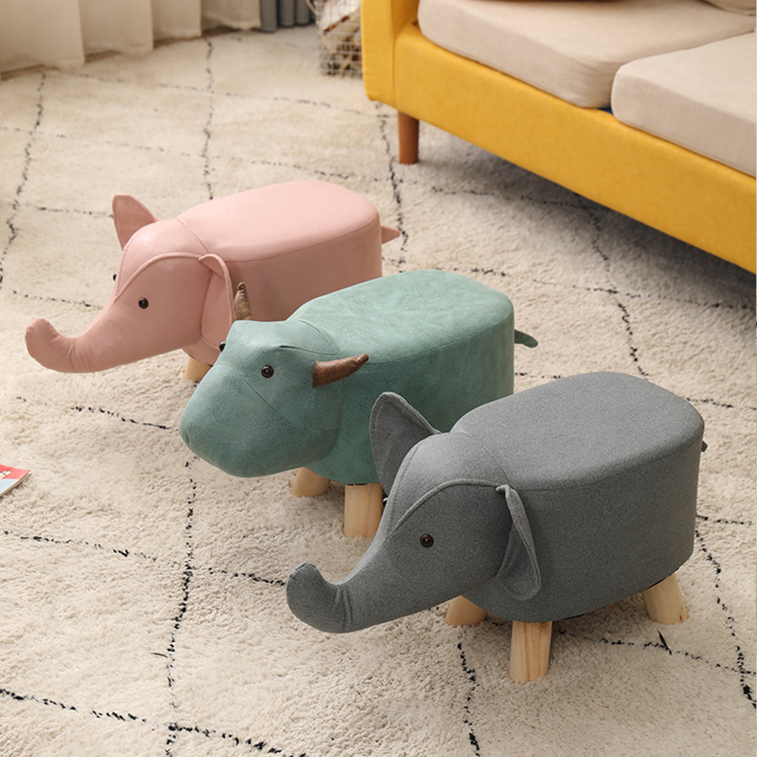 Pink Kids Ottoman Stool Deer Character Bench Seat