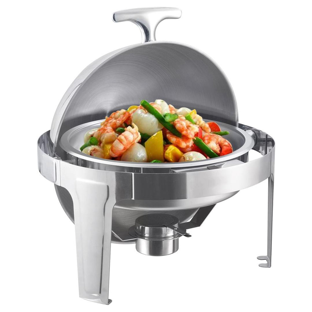 6L Stainless Steel Chafing Food Warmer Round Roll Top