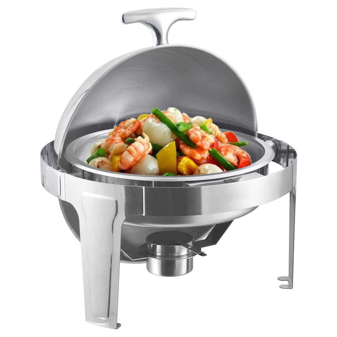6L Stainless Steel Chafing Food Warmer Round Roll Top