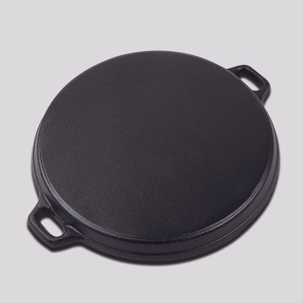 SOGA 35cm Round Ribbed Cast Iron with Handle