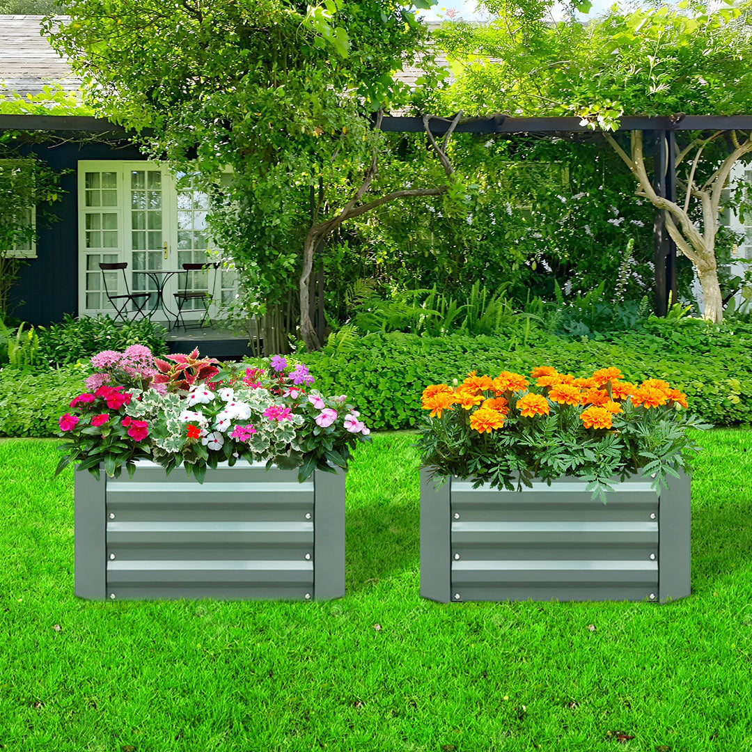 100cm Square Galvanized Raised Garden Bed Green