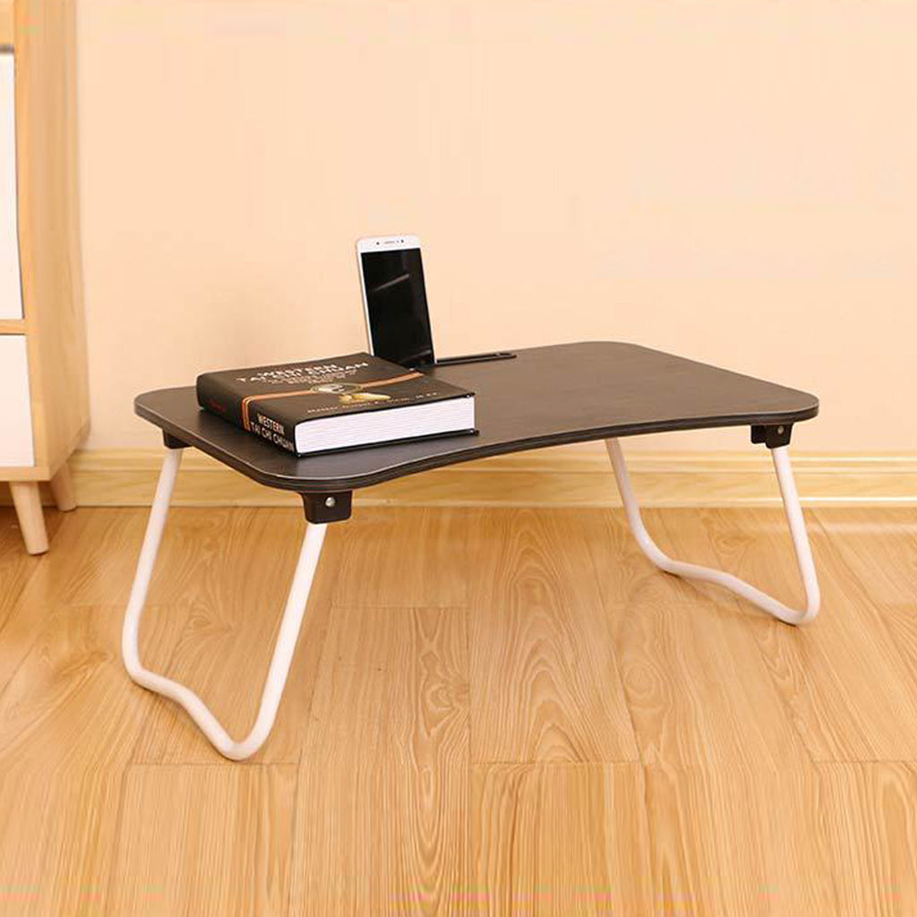 Black Foldable Study Bed Table Adjustable Portable Desk Stand With Notebook Holder