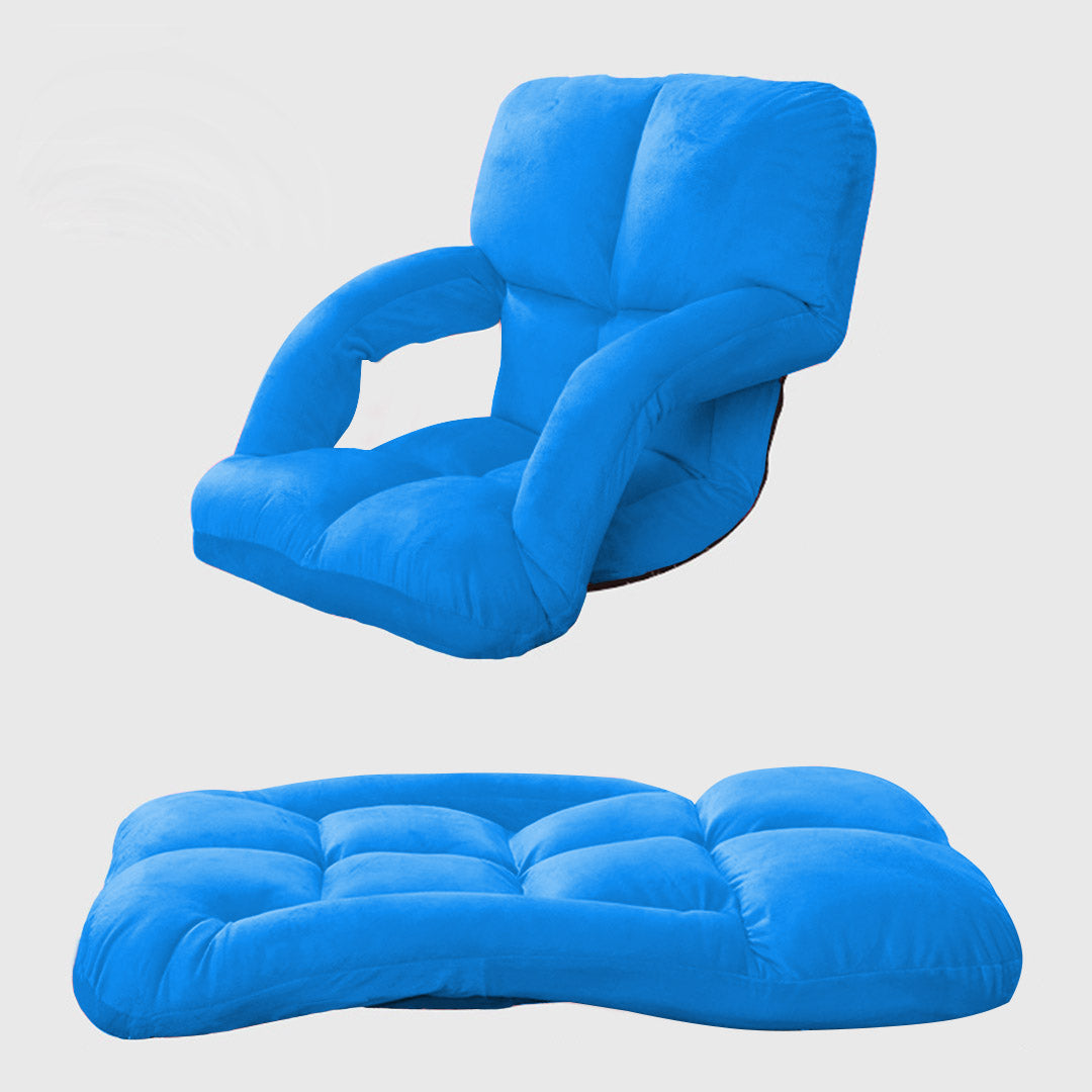 Foldable Floor Recliner Lazy Chair with Armrest Blue