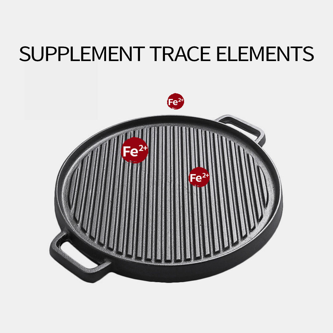 30cm Round Cast Iron Ribbed Pan