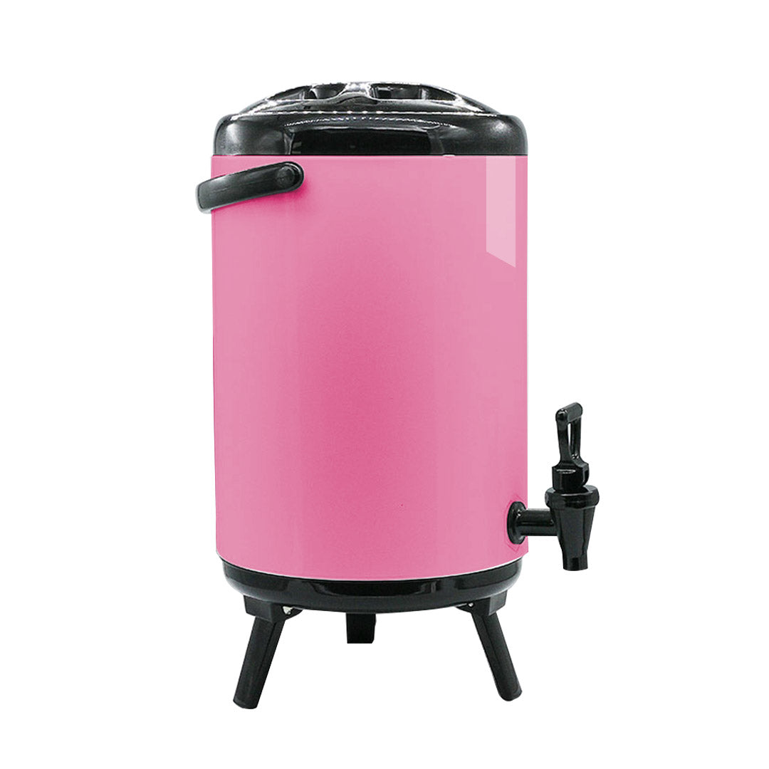 12L Stainless Steel Milk Tea Barrel with Faucet Pink