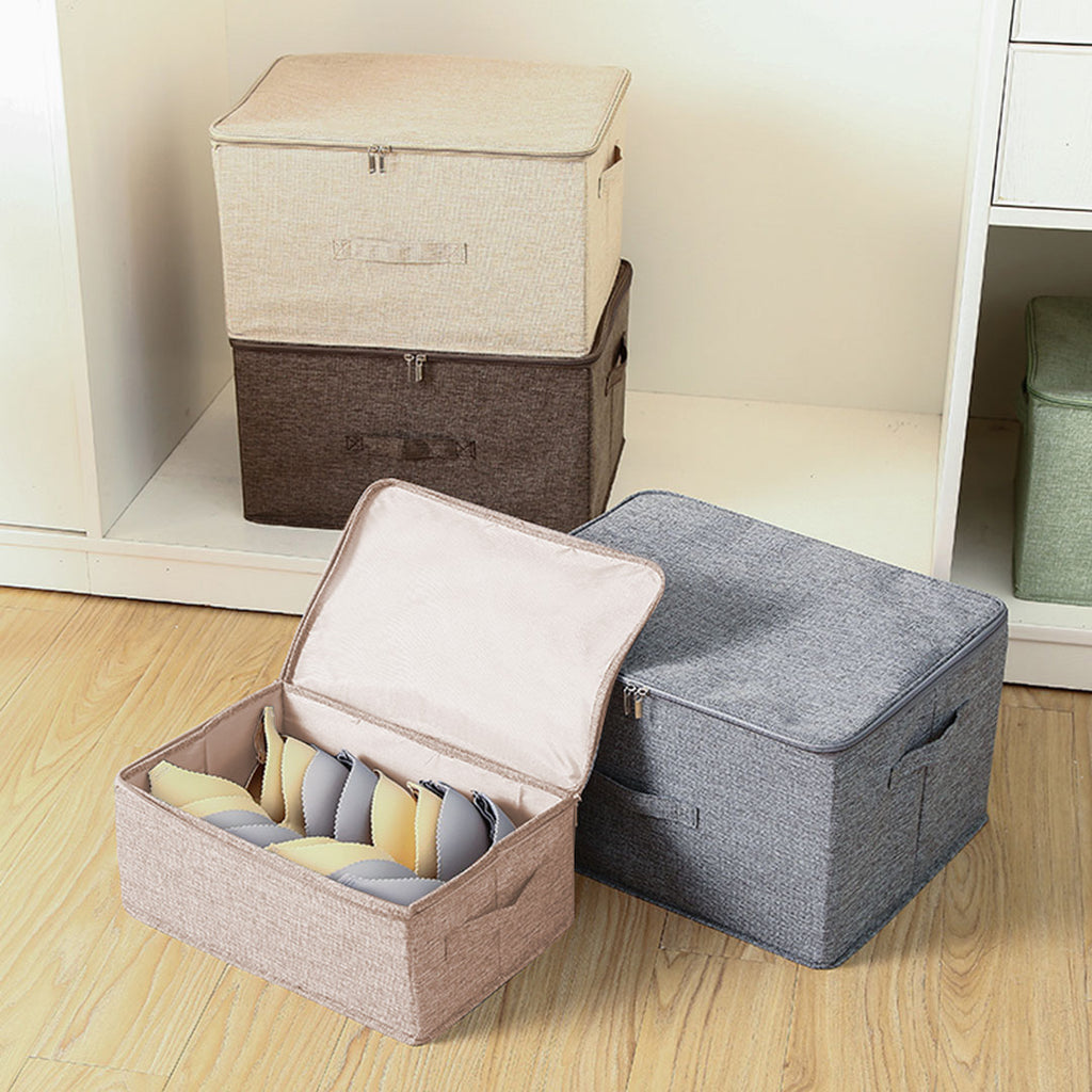 Beige Small Double Zipper Storage Box