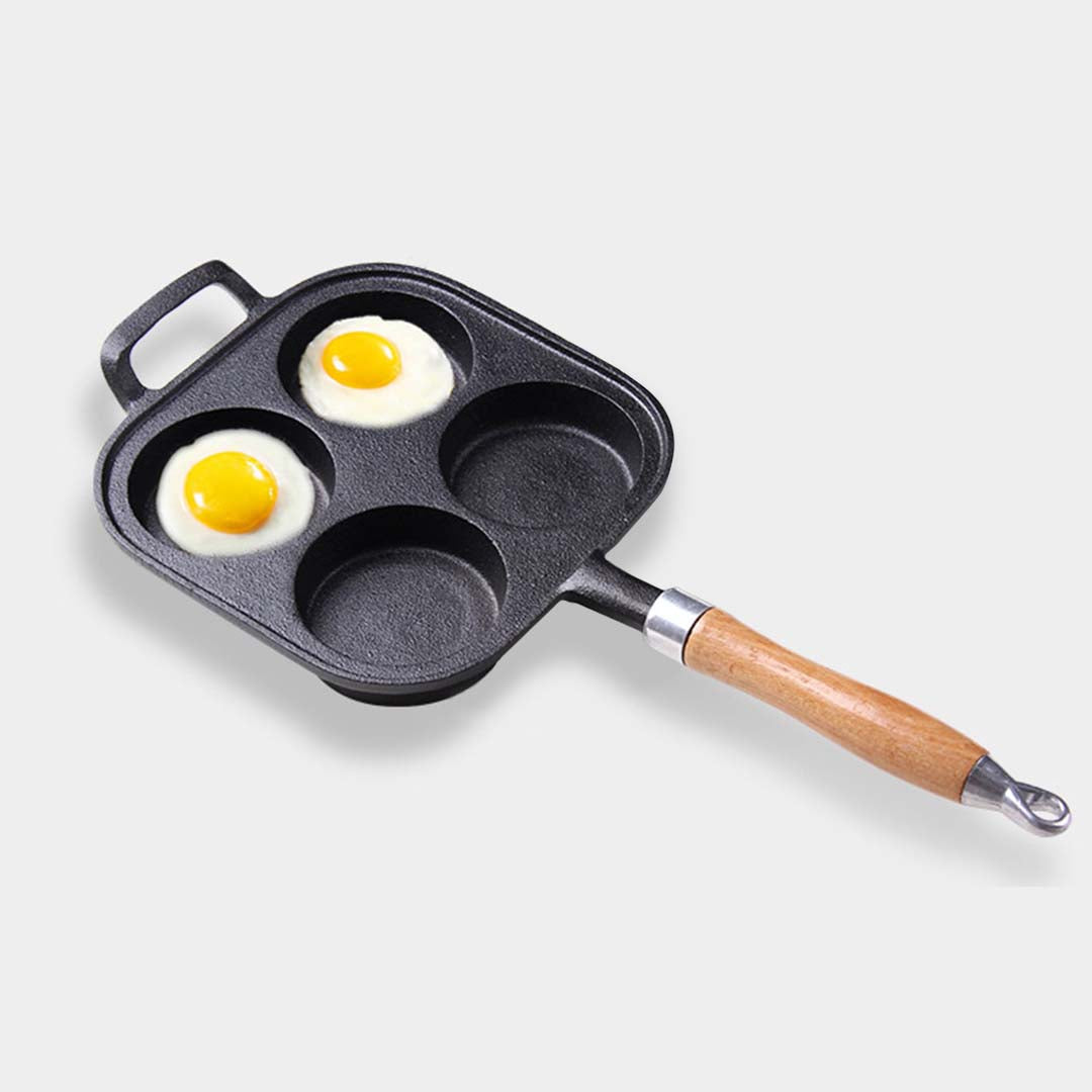 4 Mold Cast Iron Pancake Omelette Fry Pan