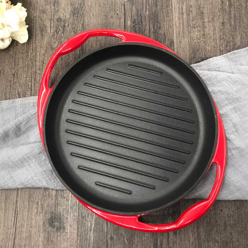Enamel Cast Iron Non-stick Sizzle Frying Pan 26cm