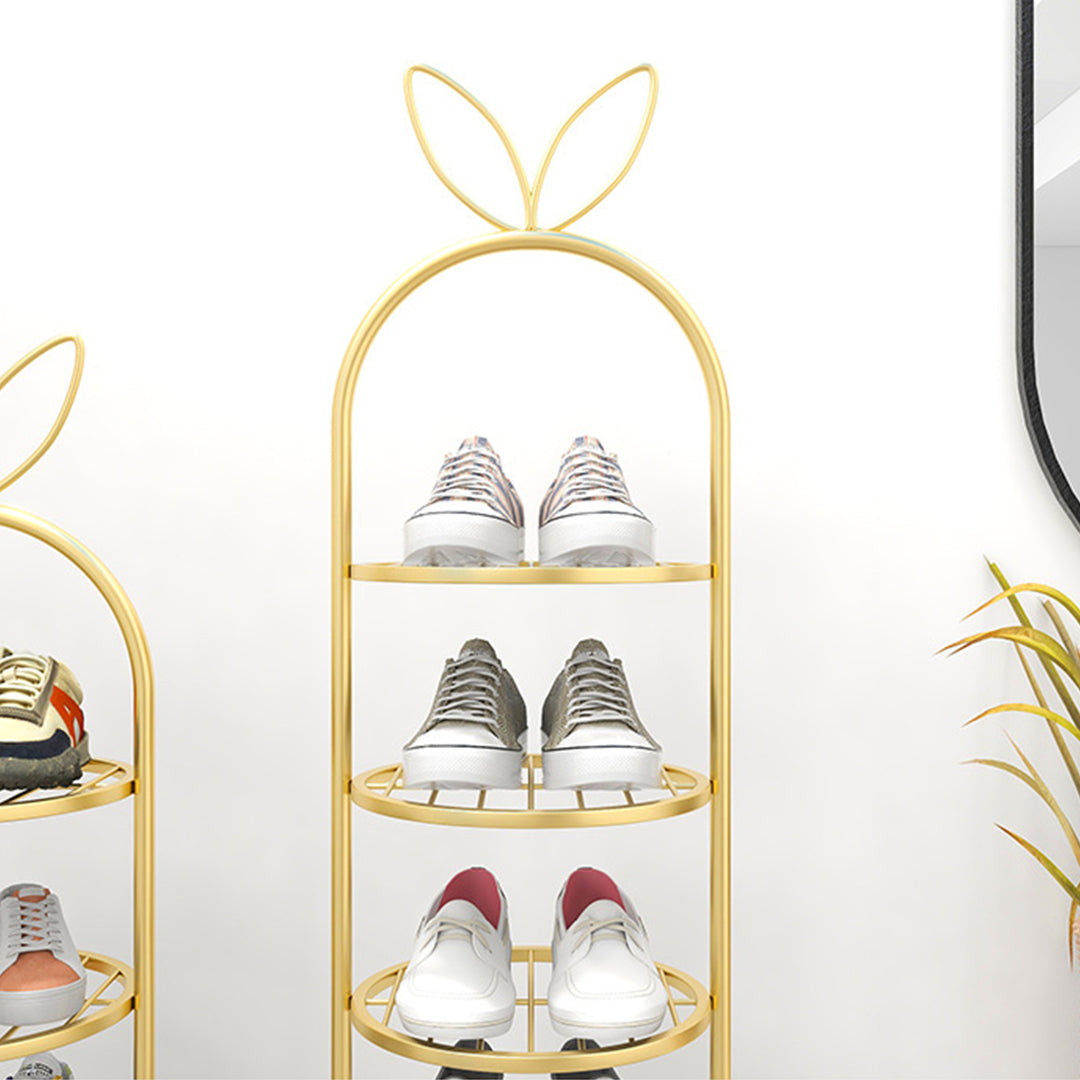 7 Tier Bunny Ears Shape Gold Plated Metal Shoe Rack Organiser
