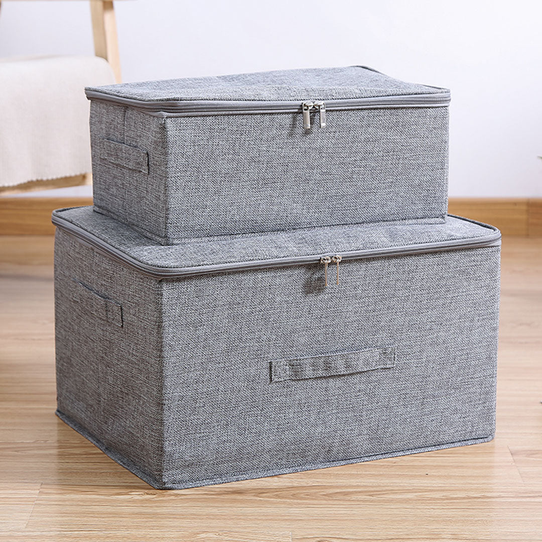 Grey Small Double Zipper Storage Box