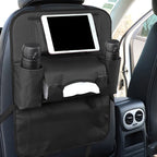 PVC Leather Car Back Seat Multi-Pocket Organizer and iPad Mini Holder Black