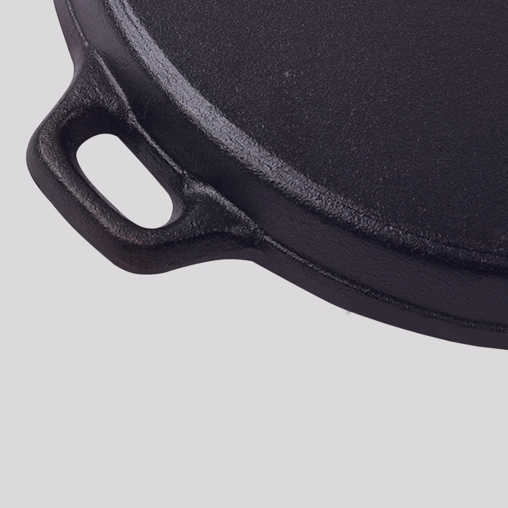 SOGA 35cm Round Ribbed Cast Iron with Handle