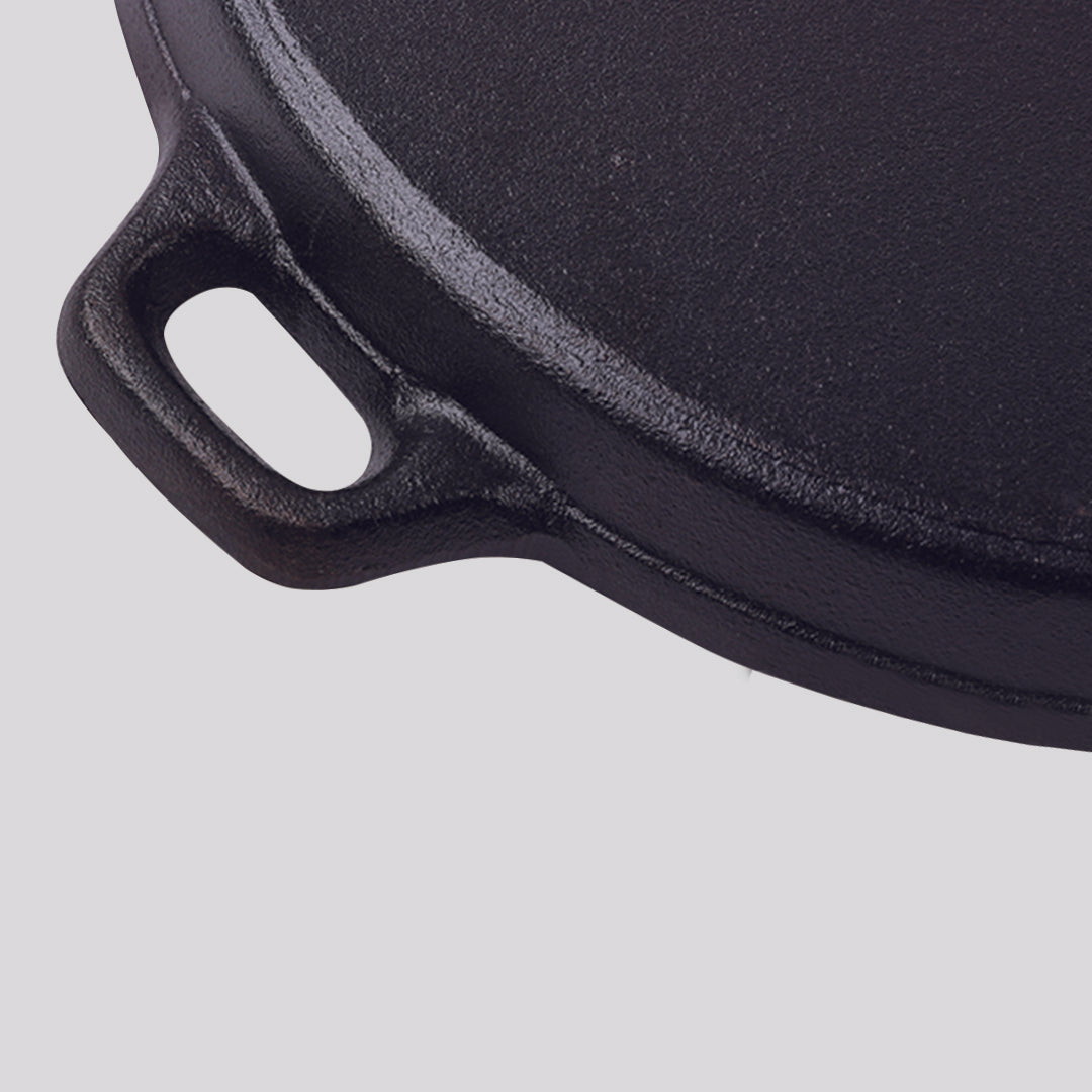 SOGA 35cm Round Ribbed Cast Iron with Handle