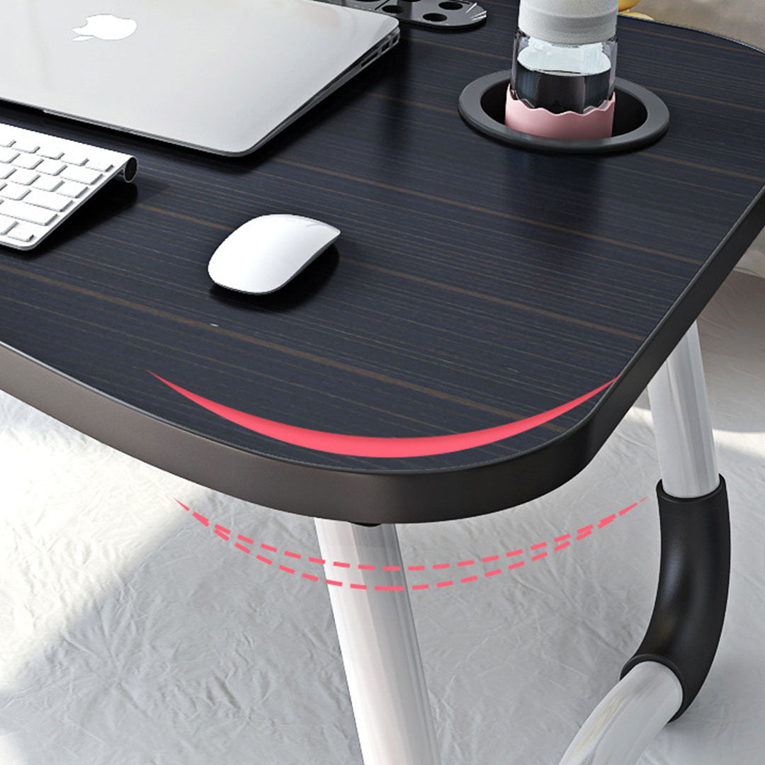 Black Foldable Study Bed Table Adjustable Portable Desk Stand With Notebook Holder and Cup Slot