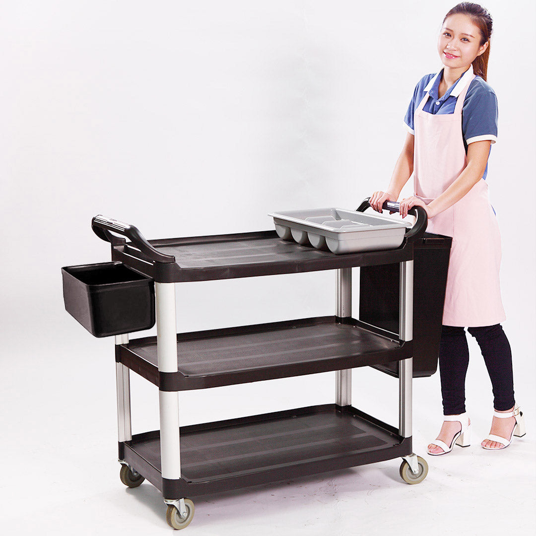3 Tier Utility Cart w/ Two Bins 83x43x95cm Small