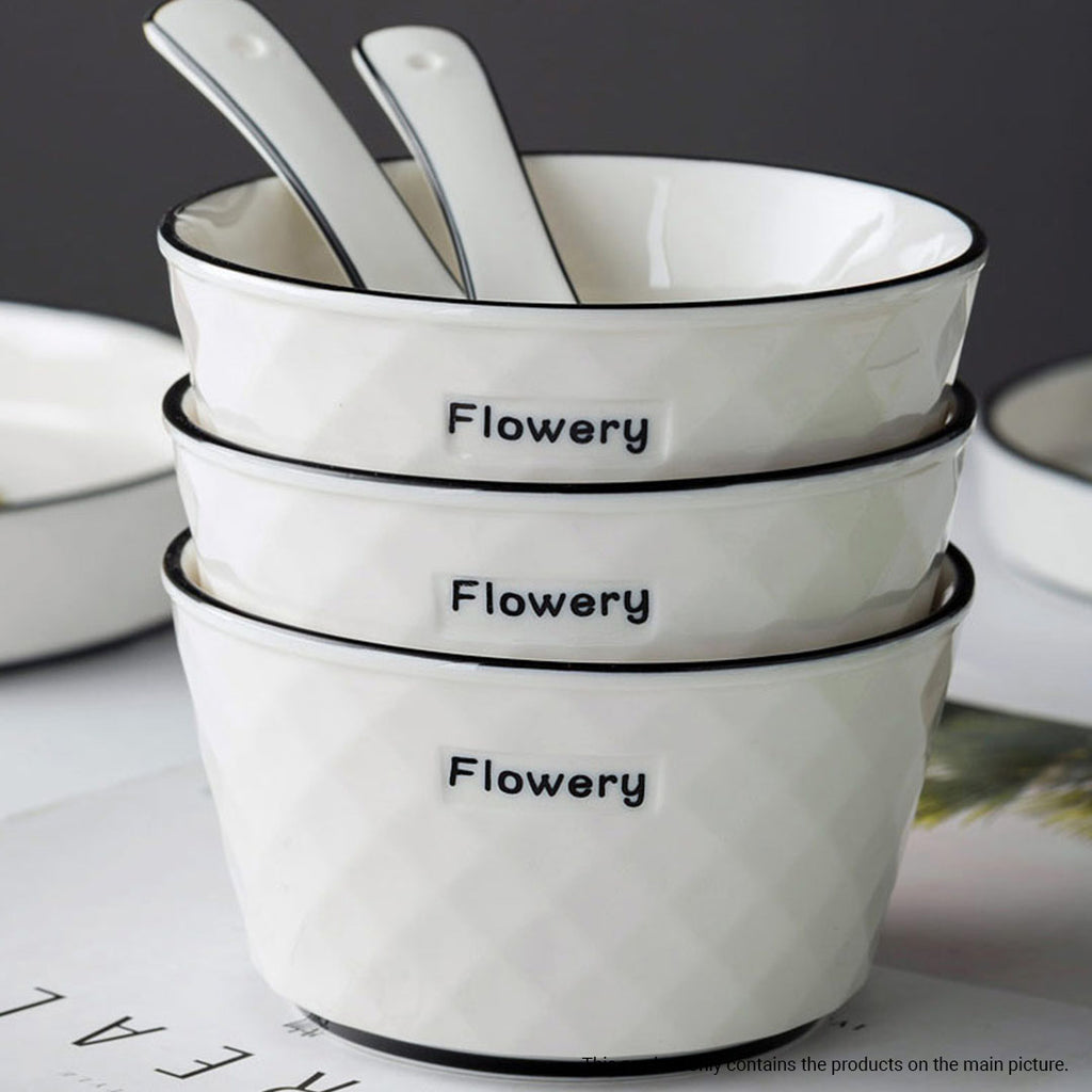 Diamond Pattern Ceramic Dinnerware Set of 22