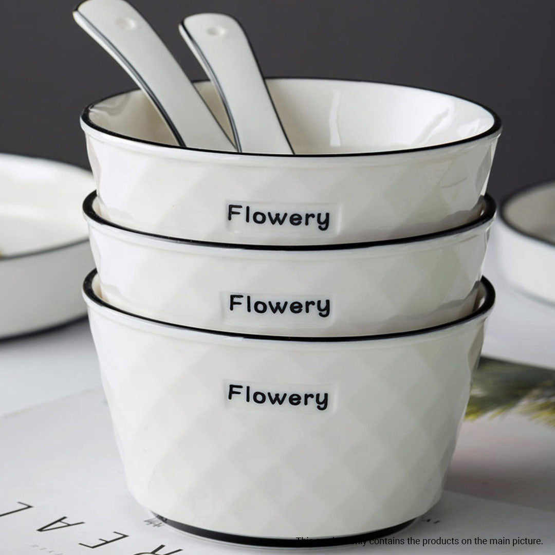 Diamond Pattern Ceramic Dinnerware Set of 22