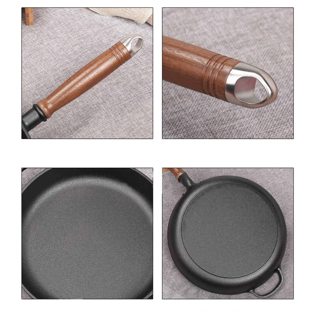 29cm Round Cast Iron Frying Pan Skillet with Helper Handle