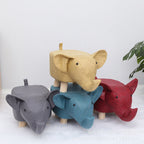 Red Kids Ottoman Stool Elephant Character Bench Seat