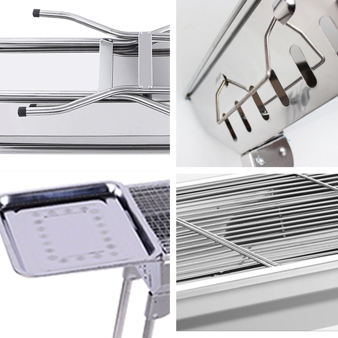 Stainless Steel Skewers BBQ Grill with Side Tray 6-8 Persons