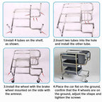 3 Tier Trolley Cart Five Buckets Square 80x43x89cm Round