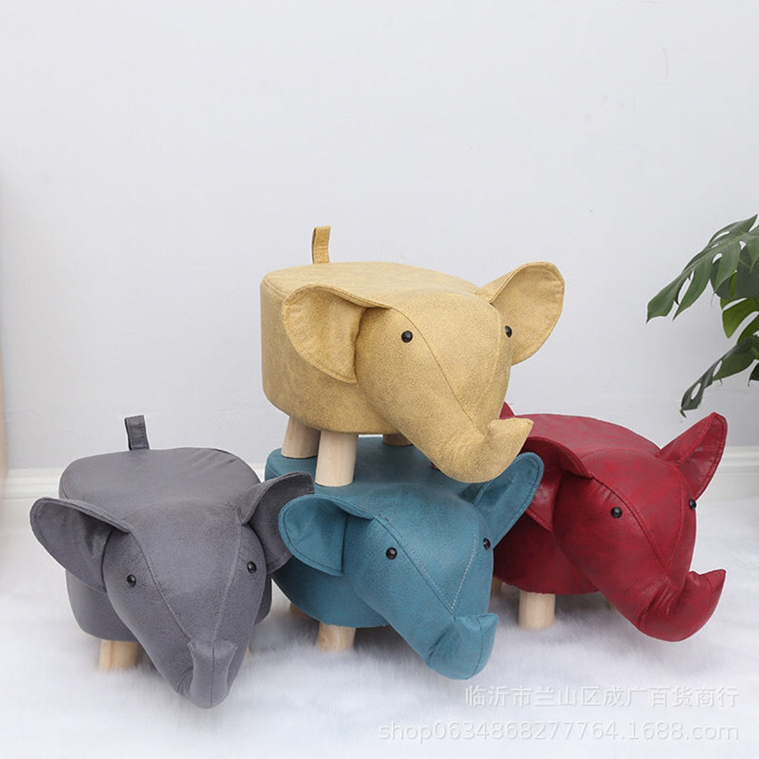 Grey Kids Ottoman Stool Deer Character Bench Seat