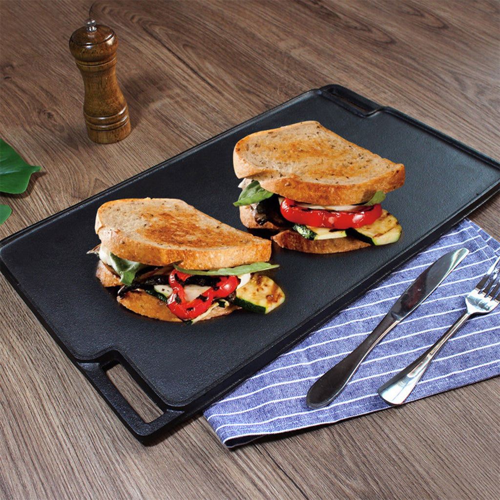 45cm Rectangular Cast Iron BBQ Grill Tray with Handle