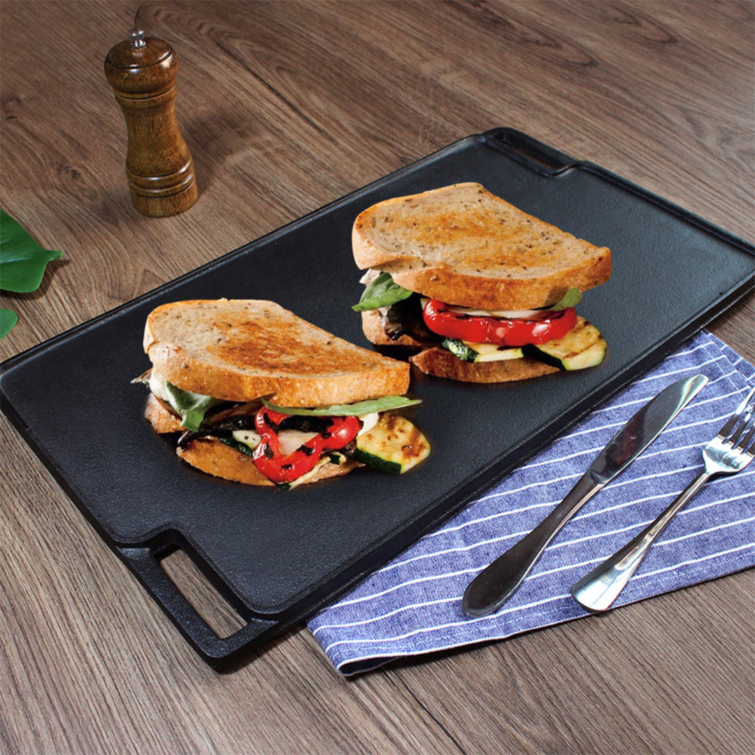 45cm Rectangular Cast Iron BBQ Grill Tray with Handle