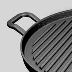 30cm Ribbed Cast Iron Frying Pan Sizzle Platter