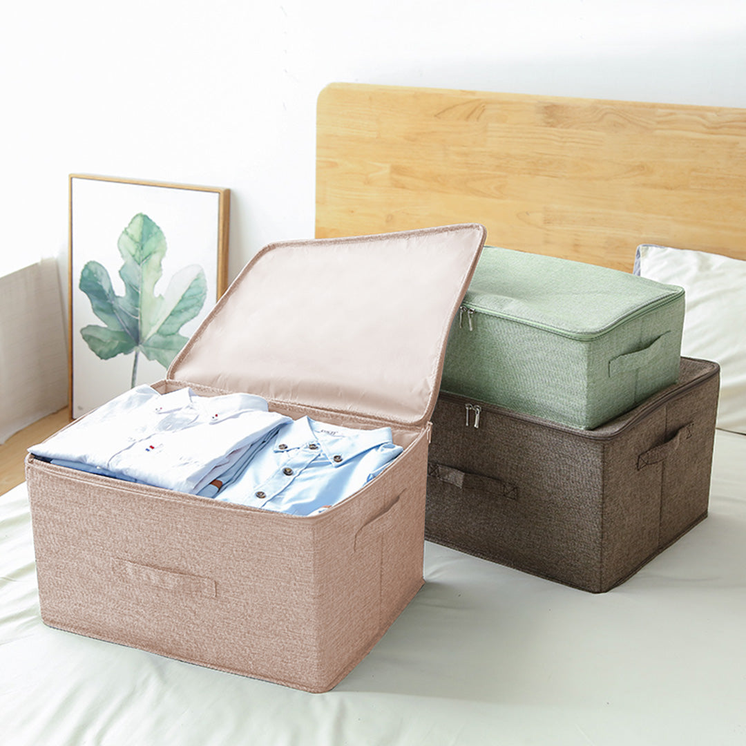 Beige Large Double Zipper Storage Box