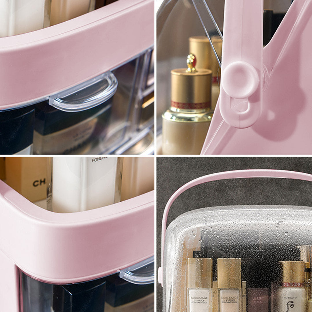 2 Tier Pink Countertop Makeup Storage Organiser
