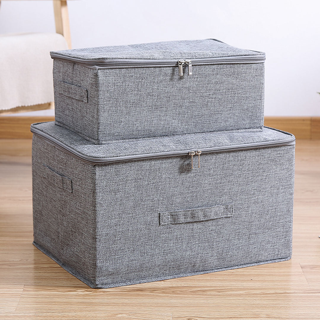 Grey Large Double Zipper Storage Box