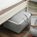 Grey Plaid Large Storage Luggage Bag