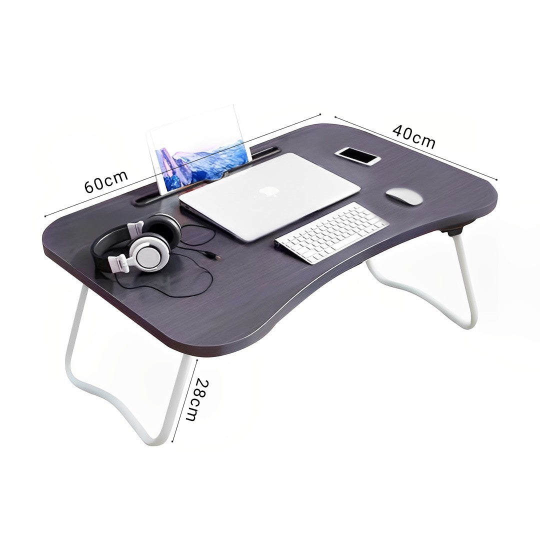 Black Foldable Study Bed Table Adjustable Portable Desk Stand With Notebook Holder