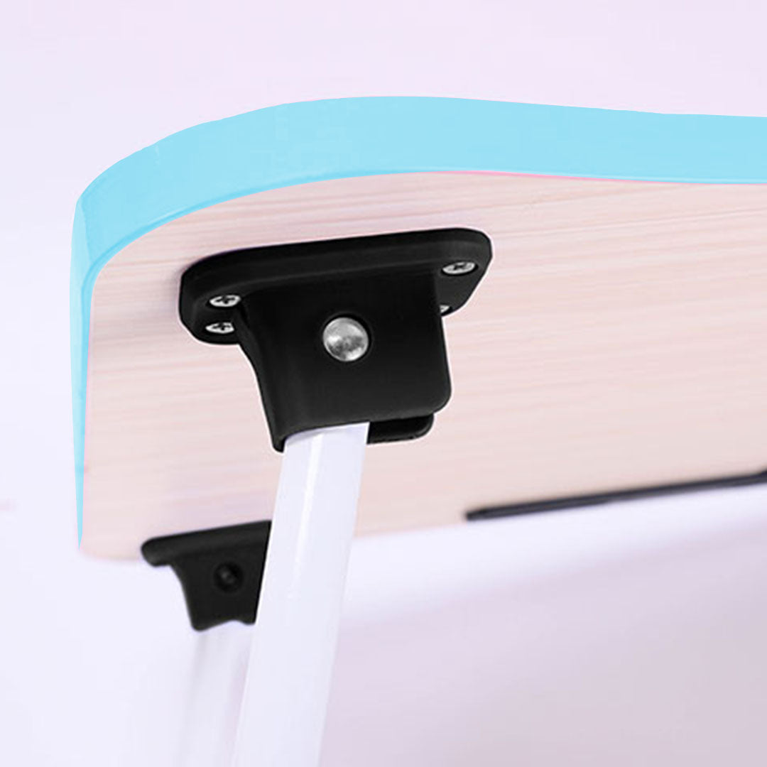 Blue Foldable Study Bed Table Adjustable Portable Desk Stand with Notebook Holder